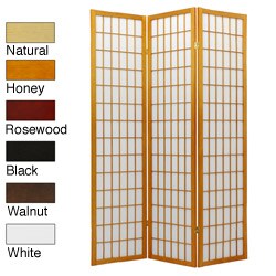 Wood and Rice Paper 6-food 3-panel Windowpane Shoji Screen (China)