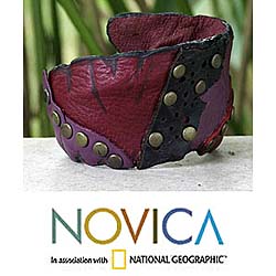 'Violet Rose' Leather Bracelet (Thailand)