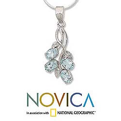 'Sky Flowers' Blue Topaz Necklace
