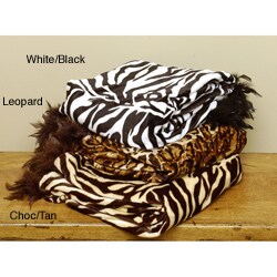 Zebra Velvet Feather Trim Throw