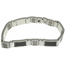 Stainless Steel Black Carbon Fiber Bracelet