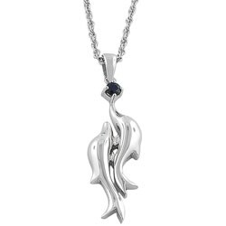 Sterling Silver Blue Sapphire Dolphin Necklace