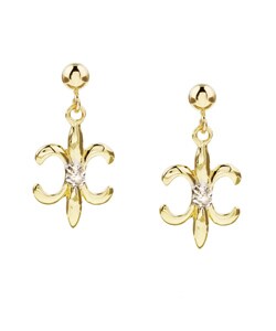 14k Yellow Gold Fleur de Lis Earrings