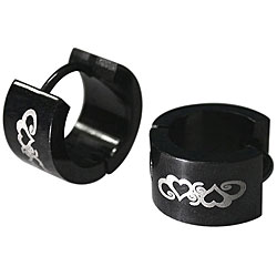 Stainless Steel Hoop Earrings with Heart Design
