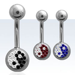 Surgical Steel Yin-yang Crystal 14-gauge Navel Ring