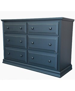 Solid Wood Black 6-drawer Double Dresser