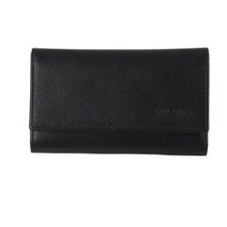 Prada Saffiano Black Leather Logo Key Case