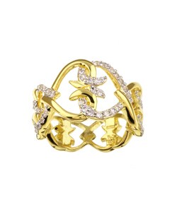 Chateau D' Argent Sterling Silver Vermeil White CZ Ring