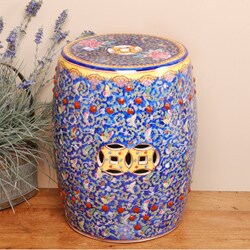 Floral Blue Porcelain Stool (China)