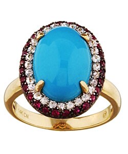 Encore by Le Vian 14k Gold Turquoise and Ruby Ring