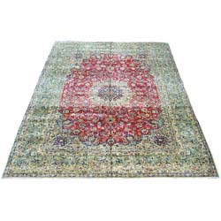 Persian Isfahan Handmade Green Rug (12'6 x 17'4)