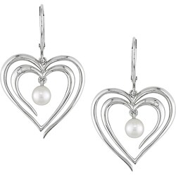 14k Gold Freshwater Pearl Heart Earrings