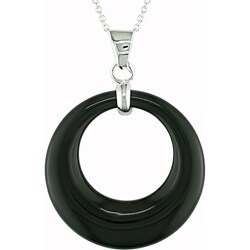 Sterling Silver Black Onyx Circle Necklace