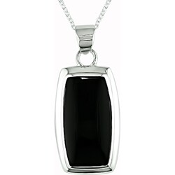 Sterling Silver Rectangular Black Onyx Necklace