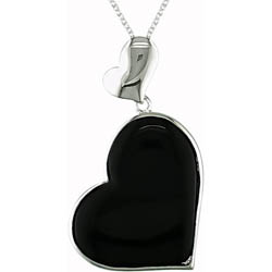 Sterling Silver Black Onyx Heart Necklace