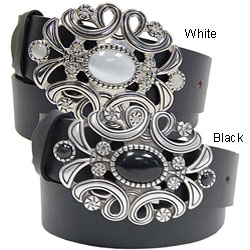 BT Changeable Leather Belt w/ Jeweled Buckle