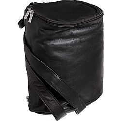 Round Top Black Leather Backpack