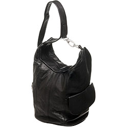 Black Leather Hook Backpack