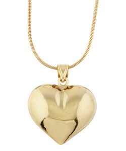 Caribe 14k Gold over Silver Polished Heart Necklace