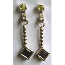 Sterling Silver Peridot and Iolite Post Earrings (Israel)