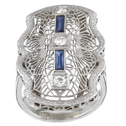 14k Gold Sapphire and 1/3ct TDW Diamond Ring (J, SI2)