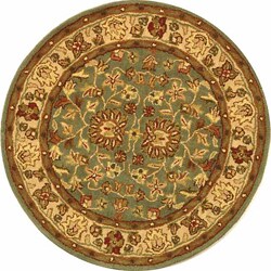 Handmade Heritage Mashan Blue/ Beige Wool Rug (3'6 Round)