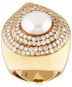 18k Gold Mabe Pearl and Diamond Cocktail Ring (I, VS1)