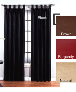 Faux Leather Metro Tab Top 84-inch Curtain Panel Pair