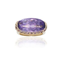 Glitzy Rocks 18k Gold over Sterling Silver Amethyst Ring