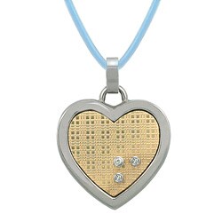 Diamante di Uomo Steel and 18k Gold Heart Necklace