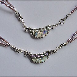Roman Glass Crescent Double Strand Necklace (Israel)