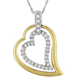 14k Gold 1/4ct TDW Diamond Double Heart Necklace