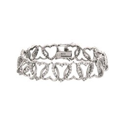 Icz Stonez Sterling Silver Interlocking Heart CZ Bracelet