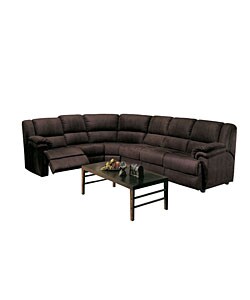 Chocolate Eurosuede Sectional with Sofabed and Recliner