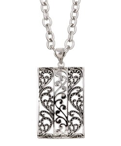 Sterling Silver Antique Finish Rectangle Necklace