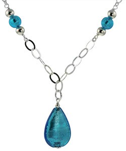 Murano Glass Blue Teardrop Necklace