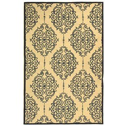 Hand-hooked Majestic Ivory/ Blue Wool Rug (5'3 x 8'3)