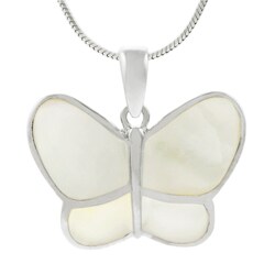Sterling Silver and Mother of Pearl Butterfly Necklace