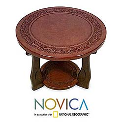 'Queen Sofia' Cedar and Leather Table (Peru)