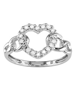 10k White Gold 1/5ct TDW Diamond Heart Ring (I-J,I2-I3)