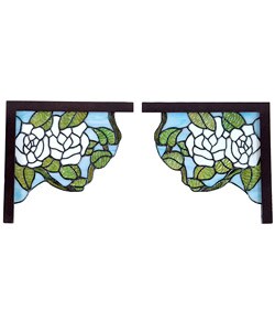 Tiffany-style White Flowers Corner Panel