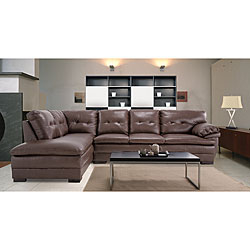 Century Brown Leather Sectional Sofa