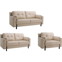 Tiffany Cream Leather Sofa, Loveseat and Chair