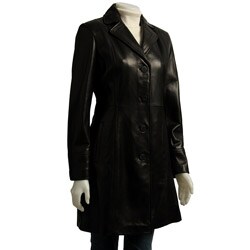 Avanti Women's Notched Collar Lamb Leather Coat