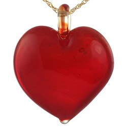 Murano Glass Red Puffy Heart Necklace
