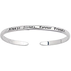 Sterling Silver Engraved Sister Sentiment Cuff Bracelet