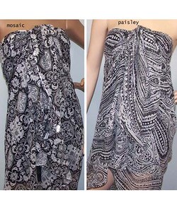 Symphony Designs Black and White Beach Wrap (Set of 2)