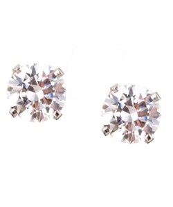 14k White Gold Cubic Zirconia Stud Earnings