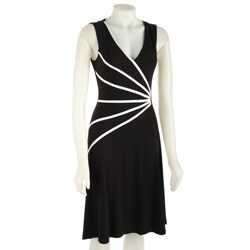 Connected Apparel Women's Black/ White Knit Dress
