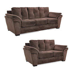 Velvet Chocolate Fabric Sofa and Loveseat